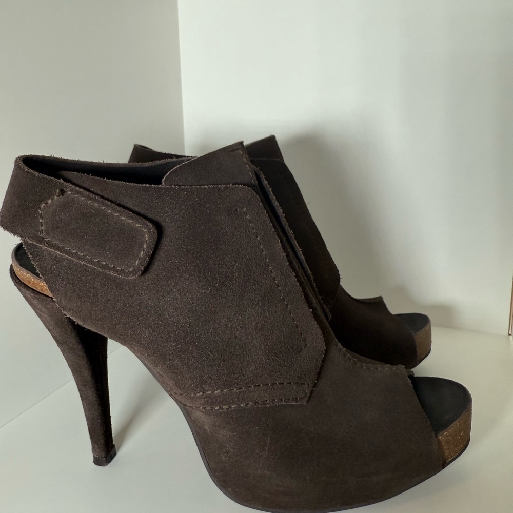 Pedro Garcia Dark Brown Peep-Toe sling back Heeled Bootie Size EUR 41 Orig $575